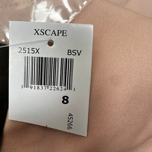 NEW Xscape Dress Beaded Chiffon Capelet Cape Overlay Embellished Blush 8 Event - Picture 14 of 15